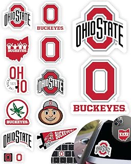 Ohio State Merch Stickers & Decals OSU Buckeyes Car & Water Bottle 14 Pcs | Ohio State University Buckeyes Sticker Variety Pack (14 Piece)