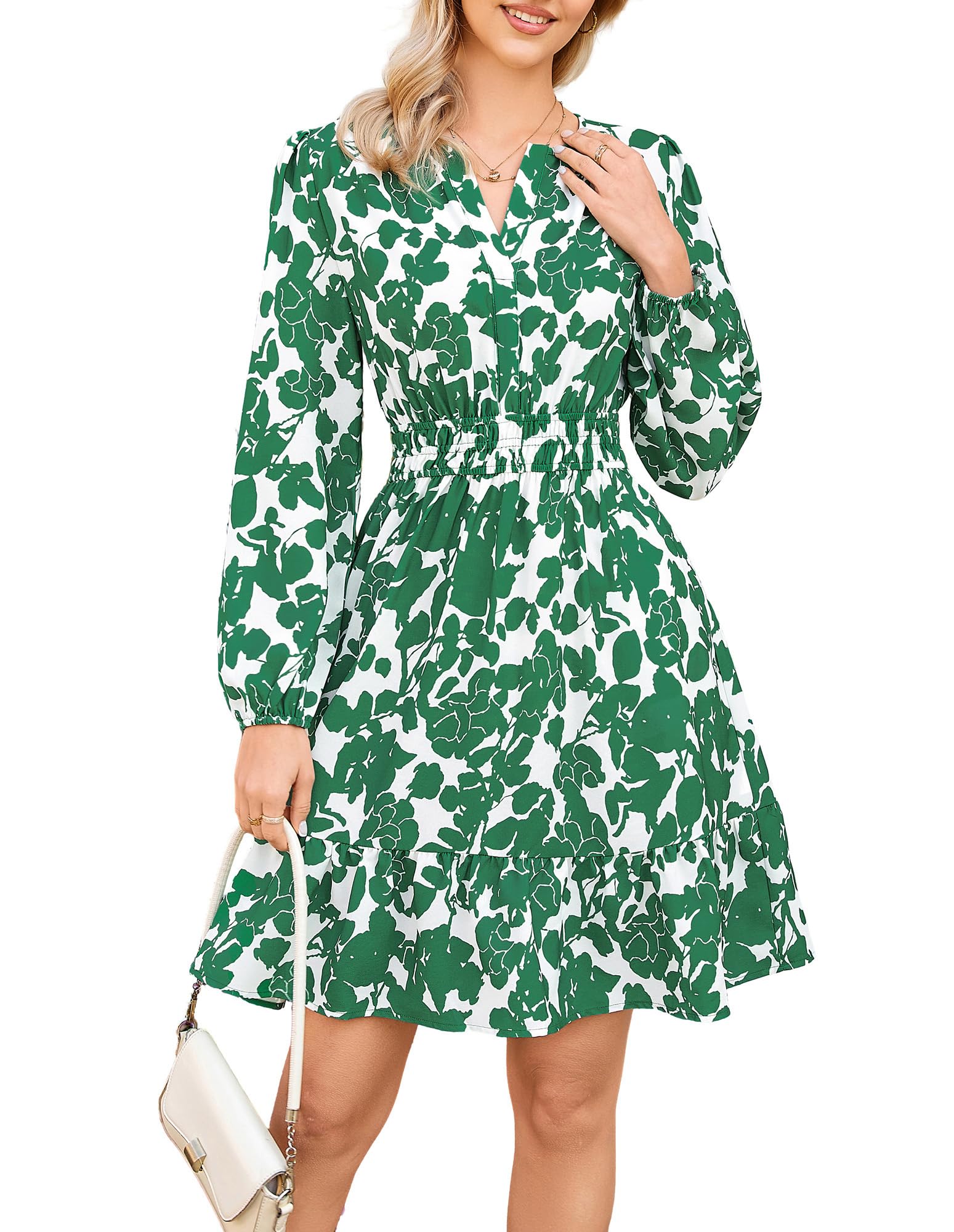 GRACE KARIN Women's V-Neck A-Line Knee Length Dress with Pockets