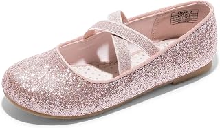 DREAM PAIRS Girls Glittered Ballet Flats