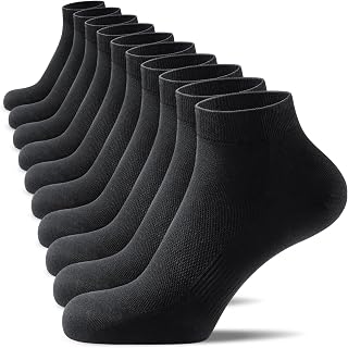 TIBISI Trainer Socks 10 Pairs, Cotton Ankle Socks Breathable Low Cut Running Socks White Black Sports Athletic Everyday Sock for Men Women