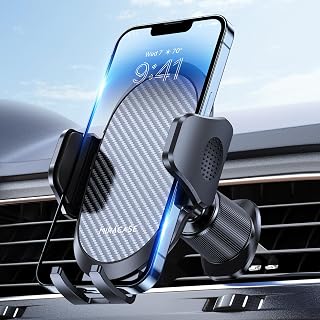 Miracase Car Phone Holder, Stable Double Steel-Hook Air Vent Car Phone Mount Cradle 360°Rotation, One Button Release Mobile Phone Holder for iPhone, Galaxy, All 4.0''-7'' Smartphones