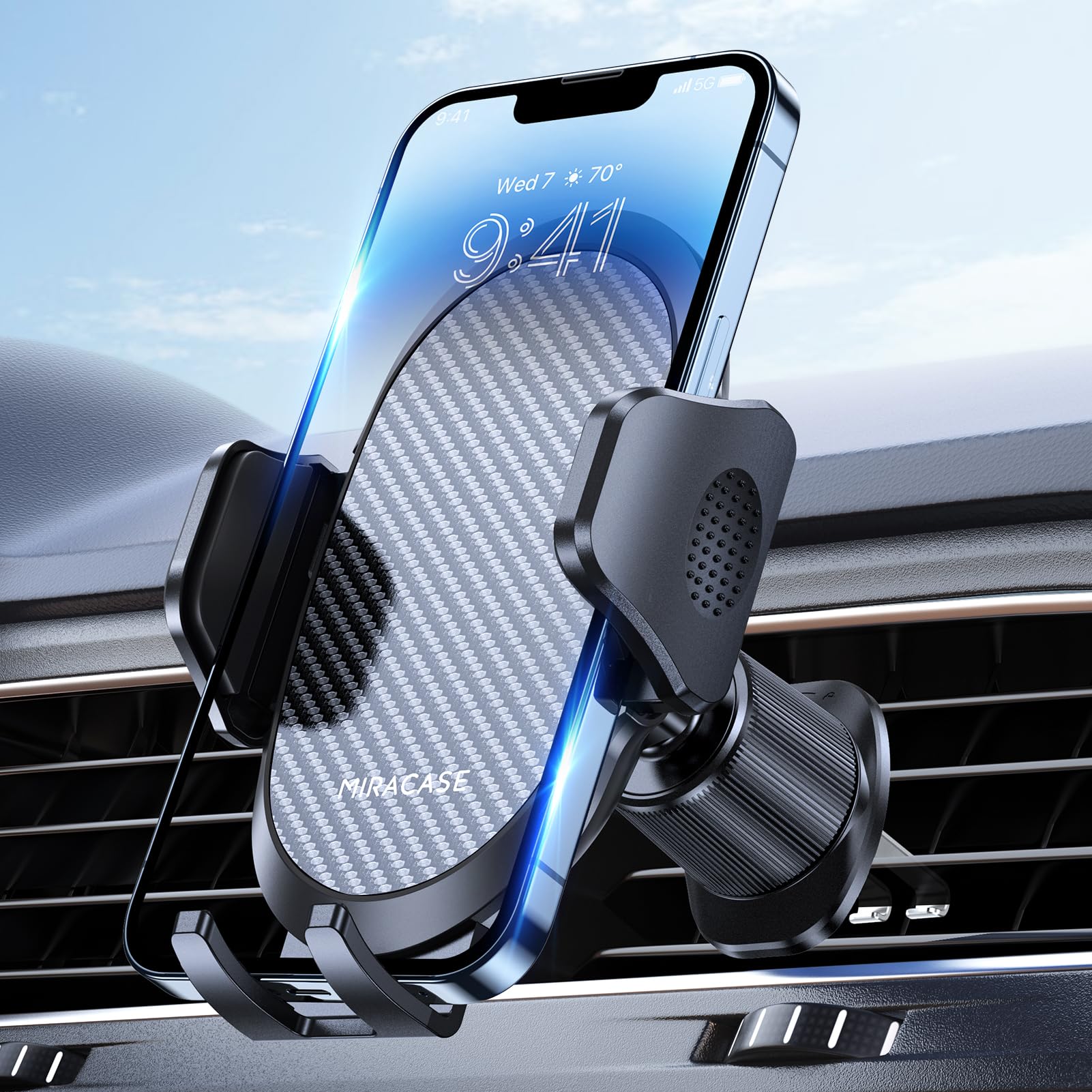 Miracase Car Phone Holder, Stable Double Steel-Hook Air Vent Car Phone Mount Cra