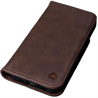 Porter Riley - Leather Case for iPhone 12 Mini (5.4 inch), Stand/Cover/Wallet Card Slots, Horizontal Stand, Durable Frame (Chocolate Brown)