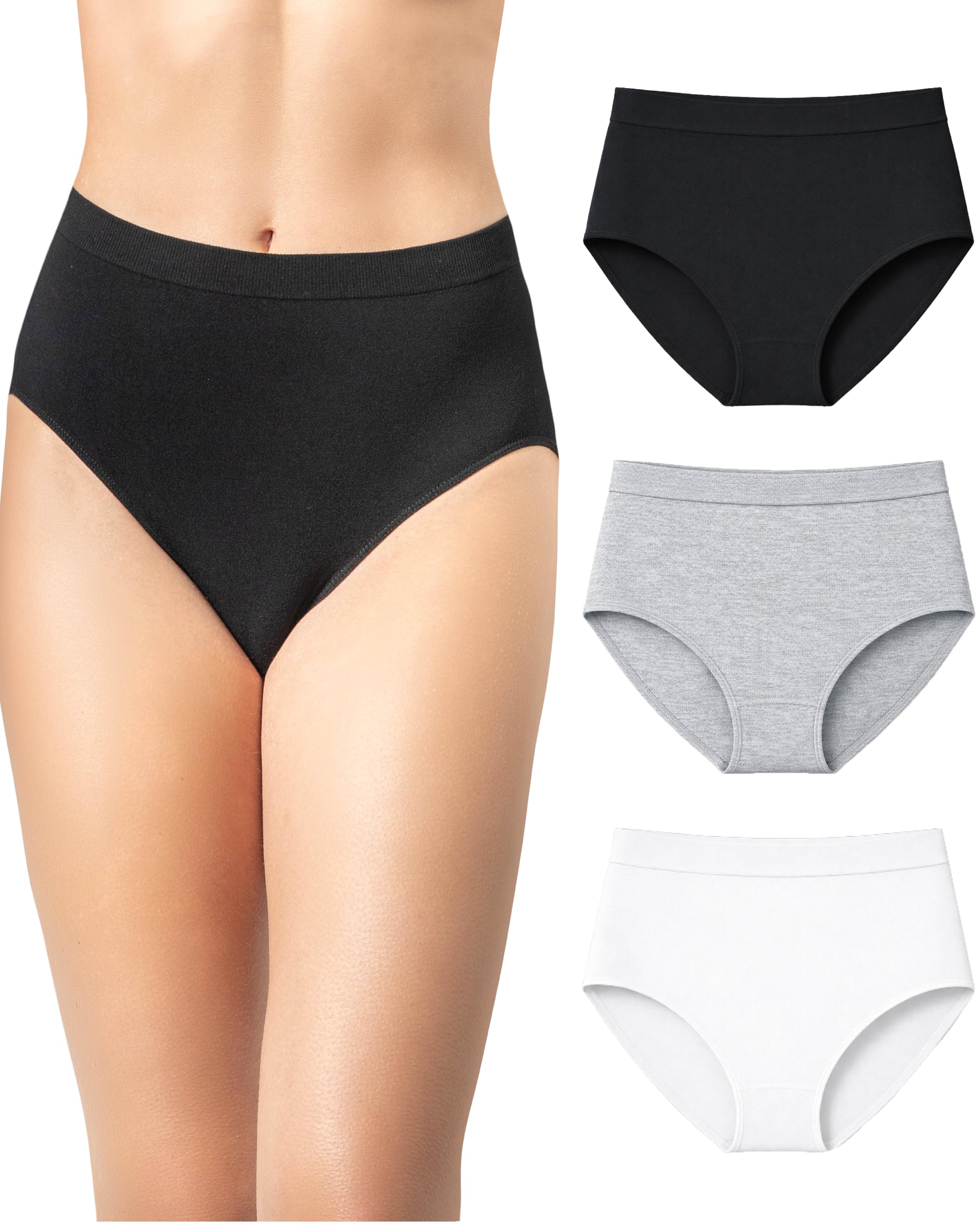 Risalti Women's High Waist Bamboo Briefs 3 Pieces – High Waisted Women's Briefs,