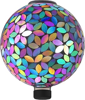 Alpine Corporation 10" Diameter Indoor Outdoor Glass Mosaic Patio Decor Purple Leaves
