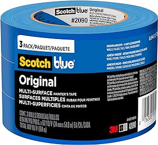 ScotchBlue Original Multi-Surface Painters Tape, 1 Inch Wide (0.94 in. x 60 Yds), 3 Rolls, Blue, Paint Tape Protects and Removes Easily, Masking Tape for Indoor and Outdoor Use (2090-24EC3)