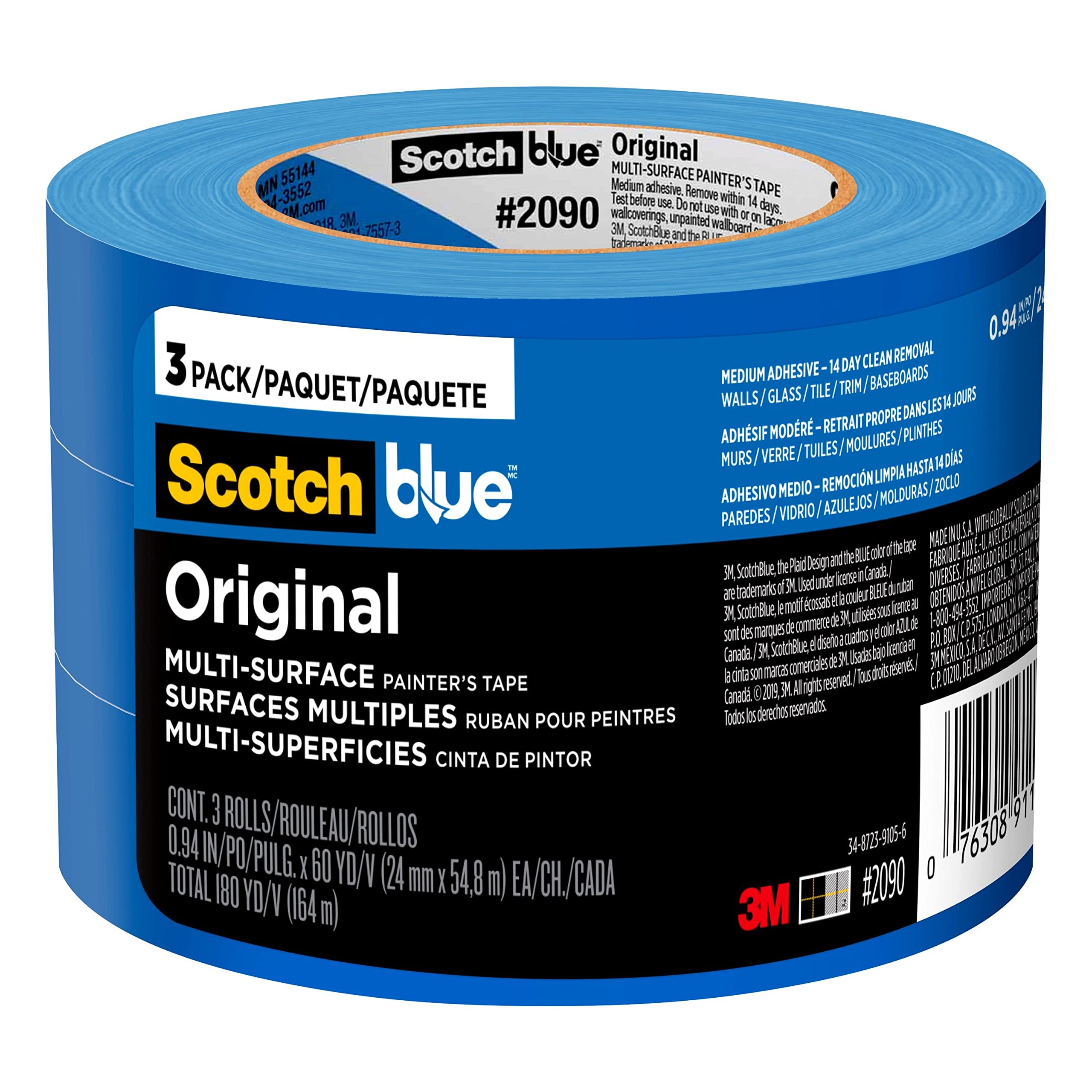 ScotchBlue Original Multi-Surface Painters Tape, 1 Inch Wide (0.94 in. x 60 Yds)