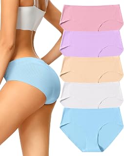 VOENXE Seamless Underwear for Women,No Show Hipster Ladies Bikini Panties