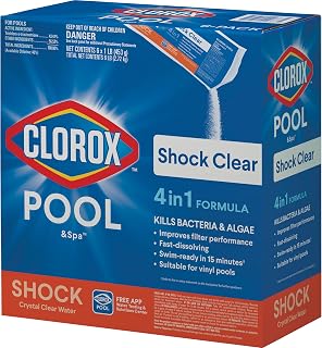 Clorox® Pool&Spa™ Shock Clear, for Crystal Clear Swimming Pool Water, Swim-ready in 15 minutes, Suitable for vinyl pools (6-Pack)
