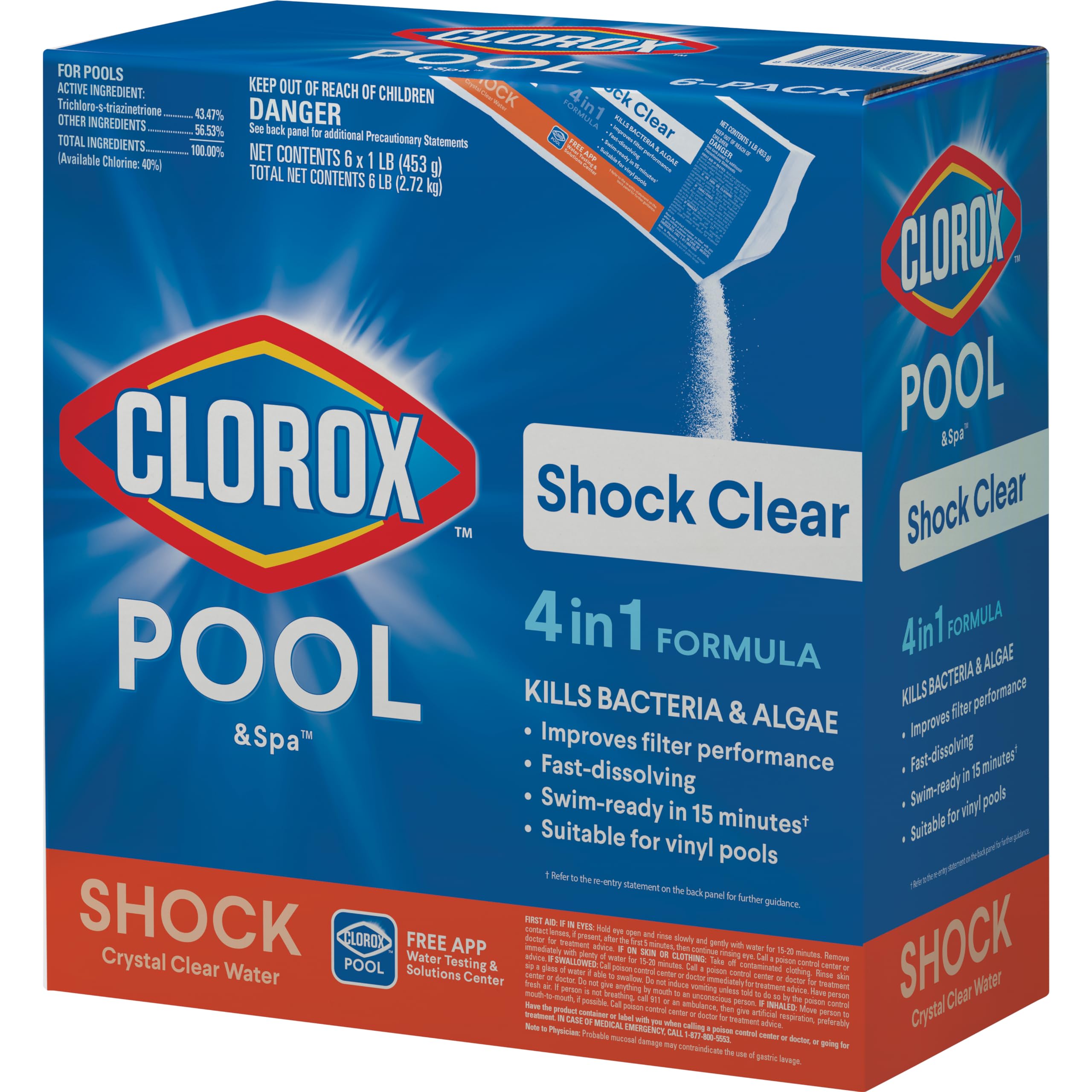 Clorox® Pool&Spa™ Shock Clear, for Crystal Clear Swimming Pool Water, Swim-ready
