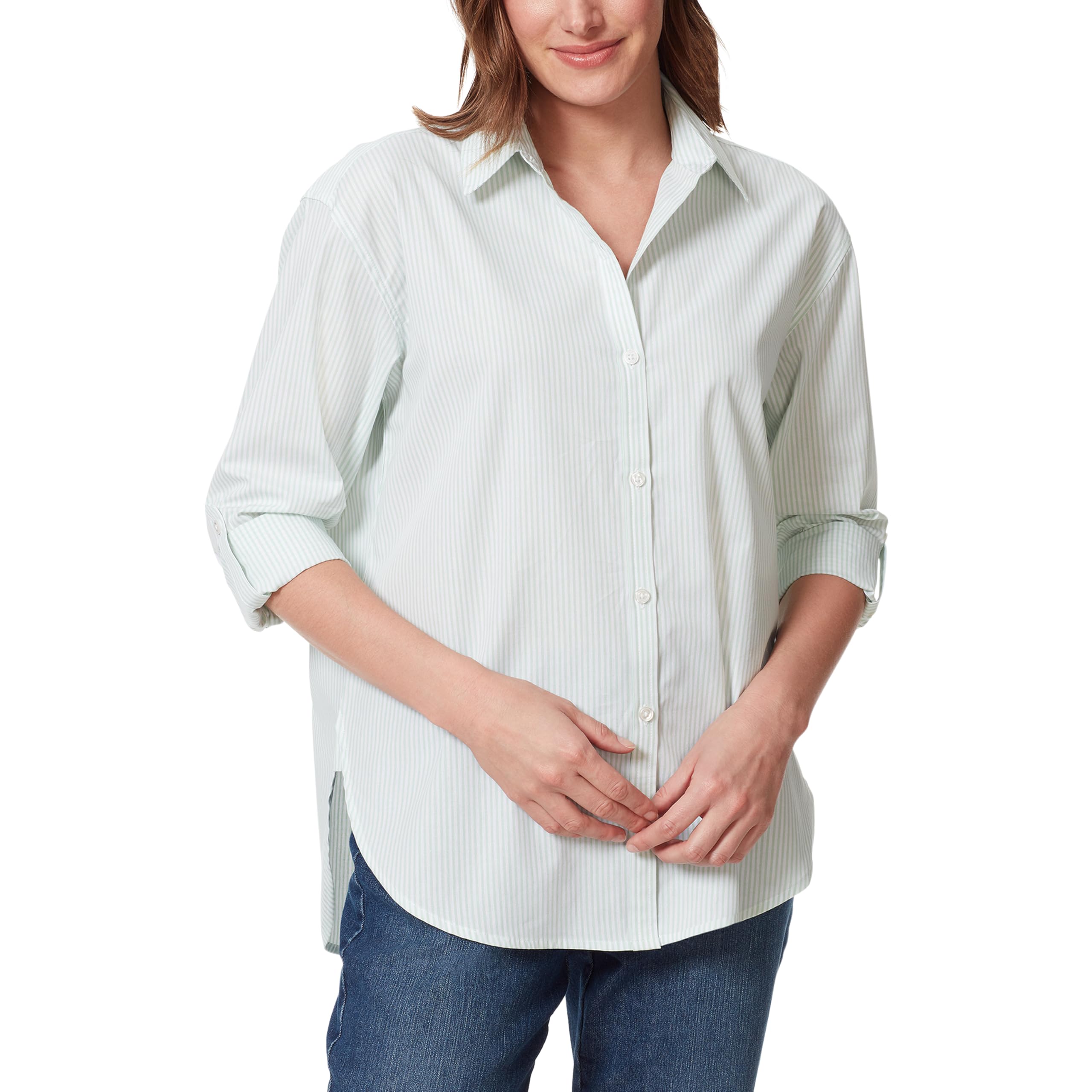 Gloria Vanderbilt Women's Amanda Button Down Shirt with Roll-tab Sleeves Standar