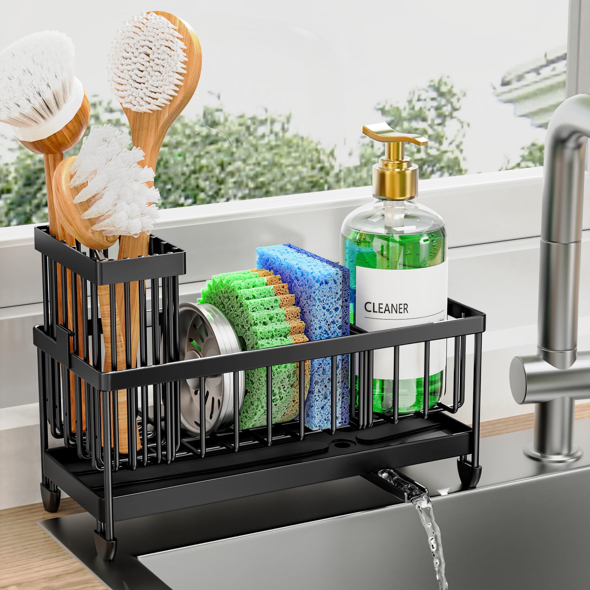 Cisily Sponge Holder for Kitchen Sink, Sink Organizer with Brush Holder | Kitche