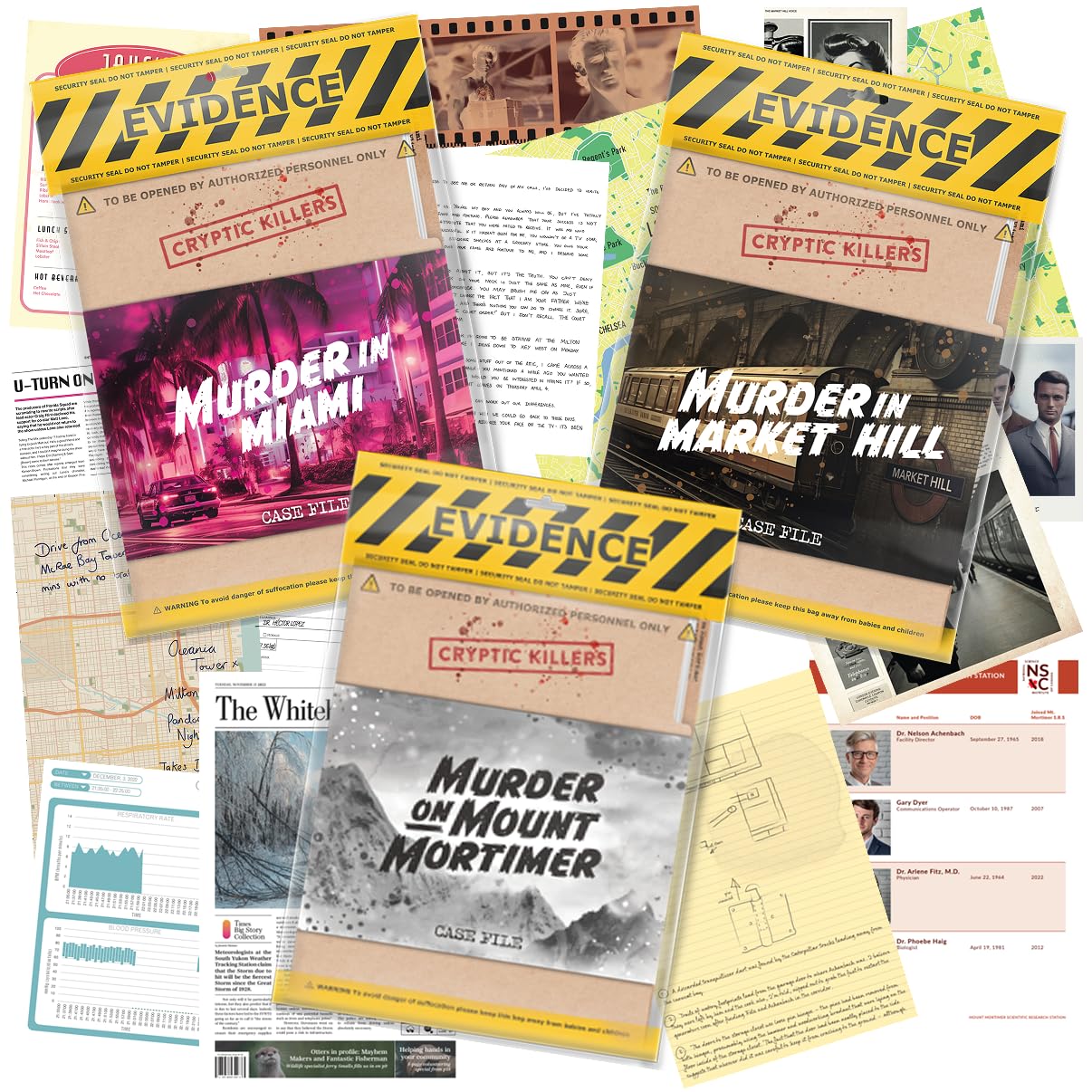 CRYPTIC KILLERS BUNDLE #3 - Unsolved Murder Mystery Game - Cold Case File Invest