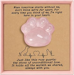 Nuyviare Pet Loss Sympathy Gift – Rose Quartz Heart Crystal with Memorial Card, in Loving Memory Keepsake, Healing Crystal for Dog Loss, Bereavement Support Gift, Pocket Hug for Pet Loss Comfort
