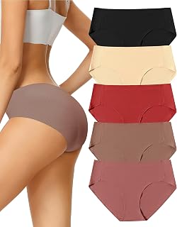 VOENXE Seamless Underwear for Women,No Show Hipster Ladies Bikini Panties