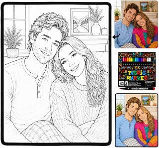 Custom Photo Coloring Blanket, Personalized Coloring Blanket with Markers | Custom Christmas Coloring Blanket, Personalized DIY Color Blanket for Adults, Upload Photo to Line Art Gift