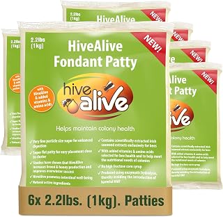 HIVE ALIVE Bee Food Fondant, Winter, Spring & Fall Feed, 2.2lbs x 6-Pack | HiveAlive, vitamins & amino acids added. Sealed, won't dry out like open fondant. Easy cluster access, Prevents starvation.