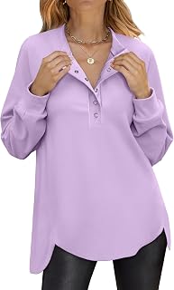 ANRABESS Sweatshirt for Women Oversized Henley Tunic Tops