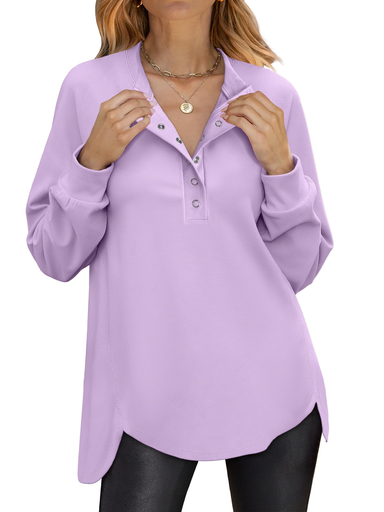 ANRABESS Sweatshirt for Women Oversized Henley Tunic Tops