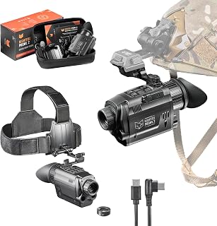 Nightfox Prowl 2 Helmet Mounted Night Vision Goggles, Infrared Monocular | 1x optical magnification, 3x digital zoom, up to 105° FOV with wide-angle lens, dual 850/940nm IR, covert mode, 32GB memory