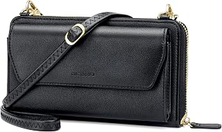 nuoku RFID Blocking Wristlet Wallet for Women, Zip-Around Crossbody Clutch with 2 Removable Straps