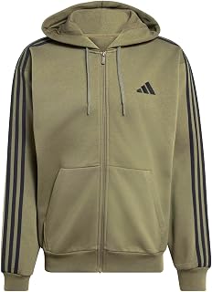 Adidas Essentials 3-Stripes Fleece Full-Zip Hoodie Men's Hooded Sweatshirt (Pack of 1)