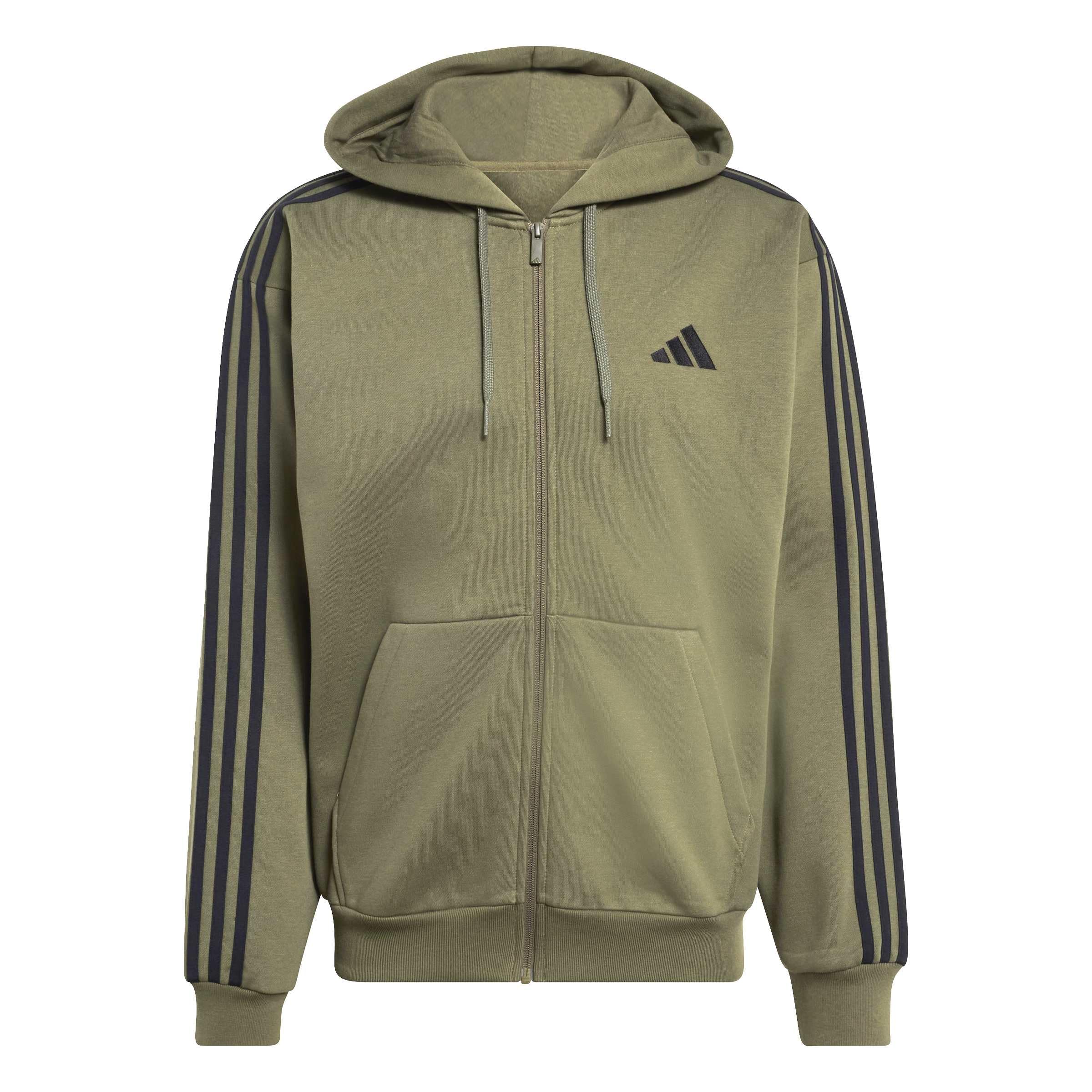 Adidas Essentials 3-Stripes Fleece Full-Zip Hoodie Men's Hooded Sweatshirt (Pack