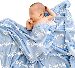 Personalized Baby Blanket with Name, Custom Fleece Newborn Swaddle Blanket | Customized in the USA, Ships Next Day, Personalized Baby Gifts, Baby Blankets for Boys Girls, Custom Blanket, Baby Essentials