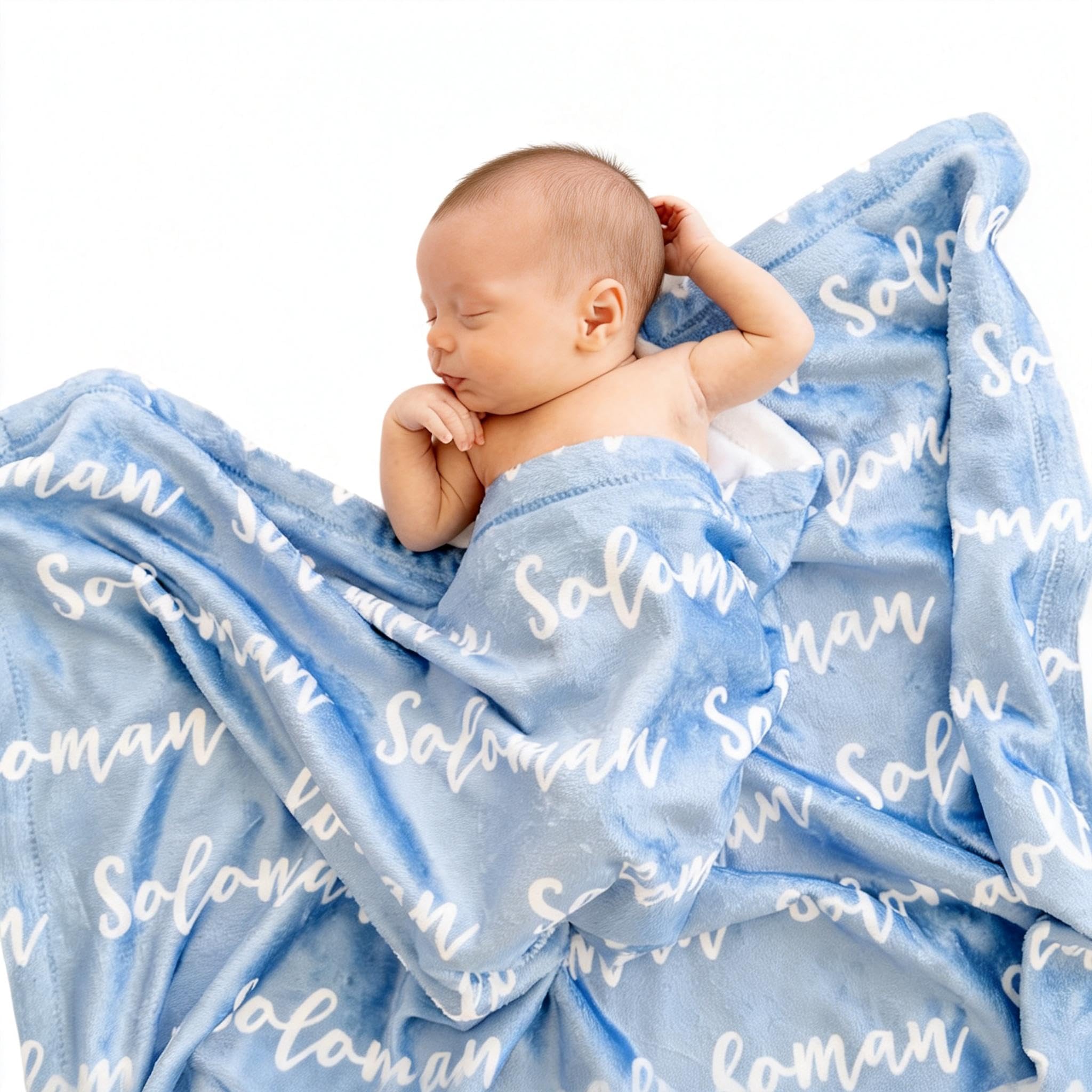 Personalized Baby Blanket with Name, Custom Fleece Newborn Swaddle Blanket | Cus
