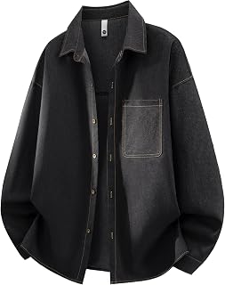 Men's Long Sleeve Shirt, Denim Style, Denim Shirt, Solid Color, Simple