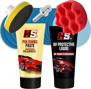 HS Car headlight renovator, polishing kit with UV varnish | Car Headlight Renovation Kit, Cleans and Polishes Yellow or Opaque Headlights with UV Varnish