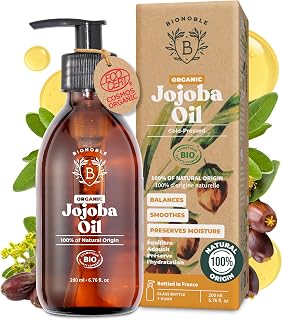 BIONOBLE Organic Jojoba Oil for Skin, Hair, Nails, Face - 100% Pure - 200ml