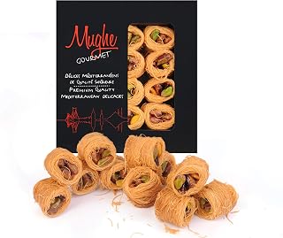 Mughe Gourmet Bite Size Pistachio Baklava Sweet Gifts - Turkish Pistachios Baklawa Dessert in a Gift Box 150g/5.65oz - Rich Flavors of Baklava Kadayif Pastry Delights Ideal for Gifting Kataifi