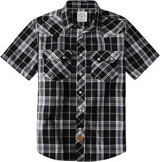 Dubinik® Pearl Snap Western Shirt for Men Short Sleeve 2 Sawtooth Pocket