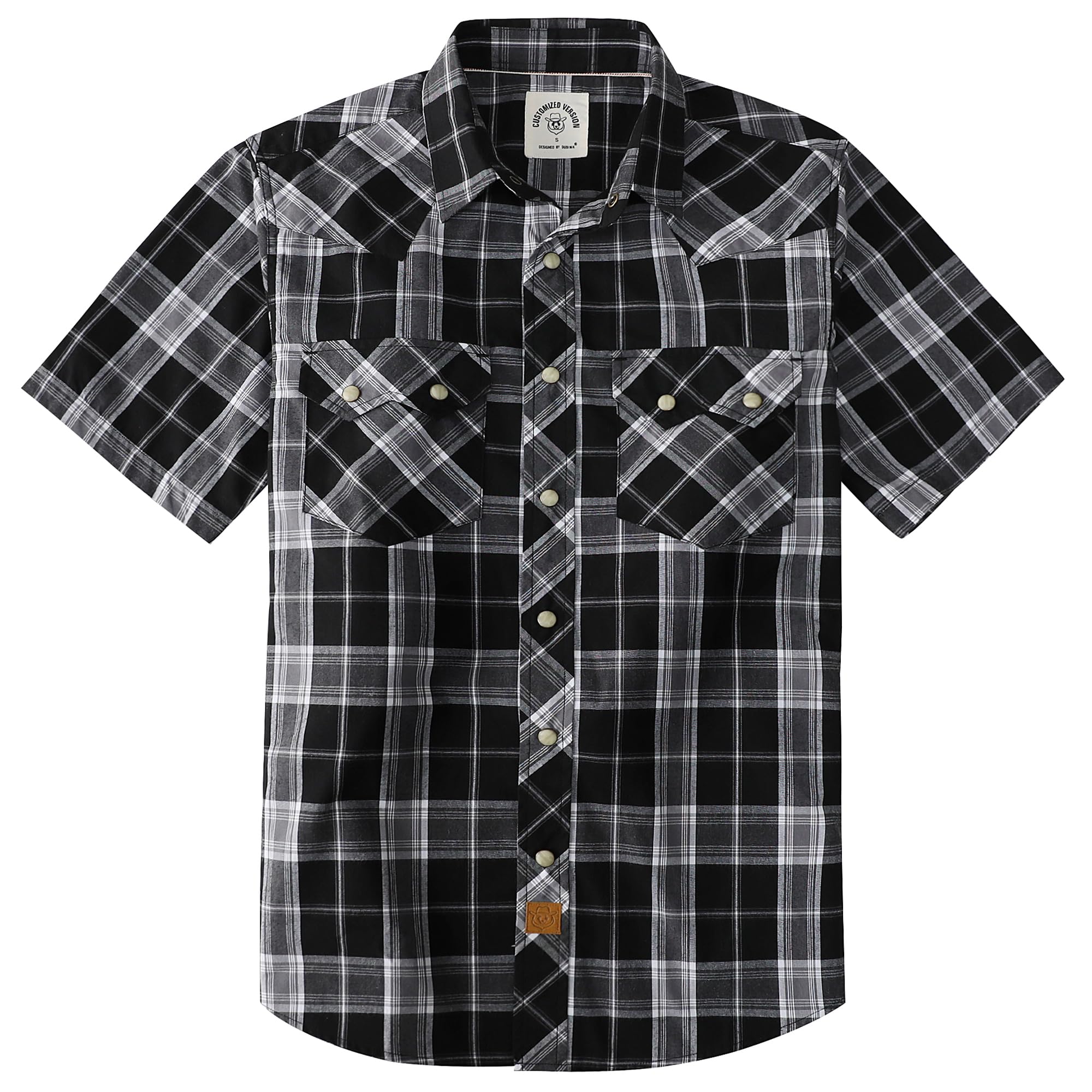 Dubinik® Pearl Snap Western Shirt for Men Short Sleeve 2 Sawtooth Pocket