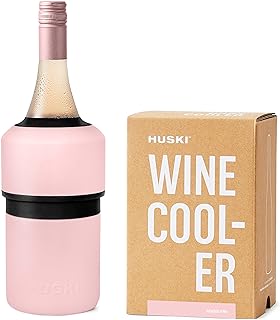 Huski Wine Chiller | Award Winning Iceless Design | Keeps Wine Cold up to 6 Hours | Wine Accessory | Next Generation Ice Bucket | Fits Some Champagne Bottles | Gift for Wine Lovers (Powder Pink)