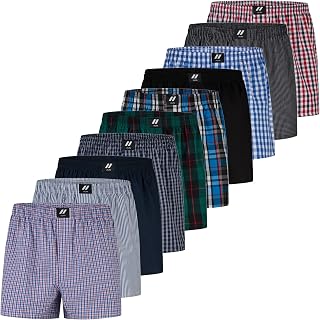 City Life Pack of 10 Men's Boxer Shorts, 100% Cotton, Breathable Woven Boxers, Comfortable and Suitable for Dryers, S-4XL