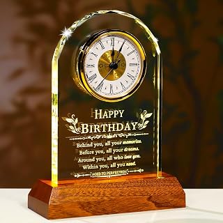 Happy Birthday Gifts for Men Women Glass Quartz Clock Keepsake