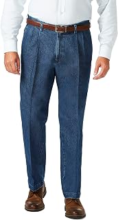 Haggar Men's Big & Tall No Iron Denim Plain Front Pant
