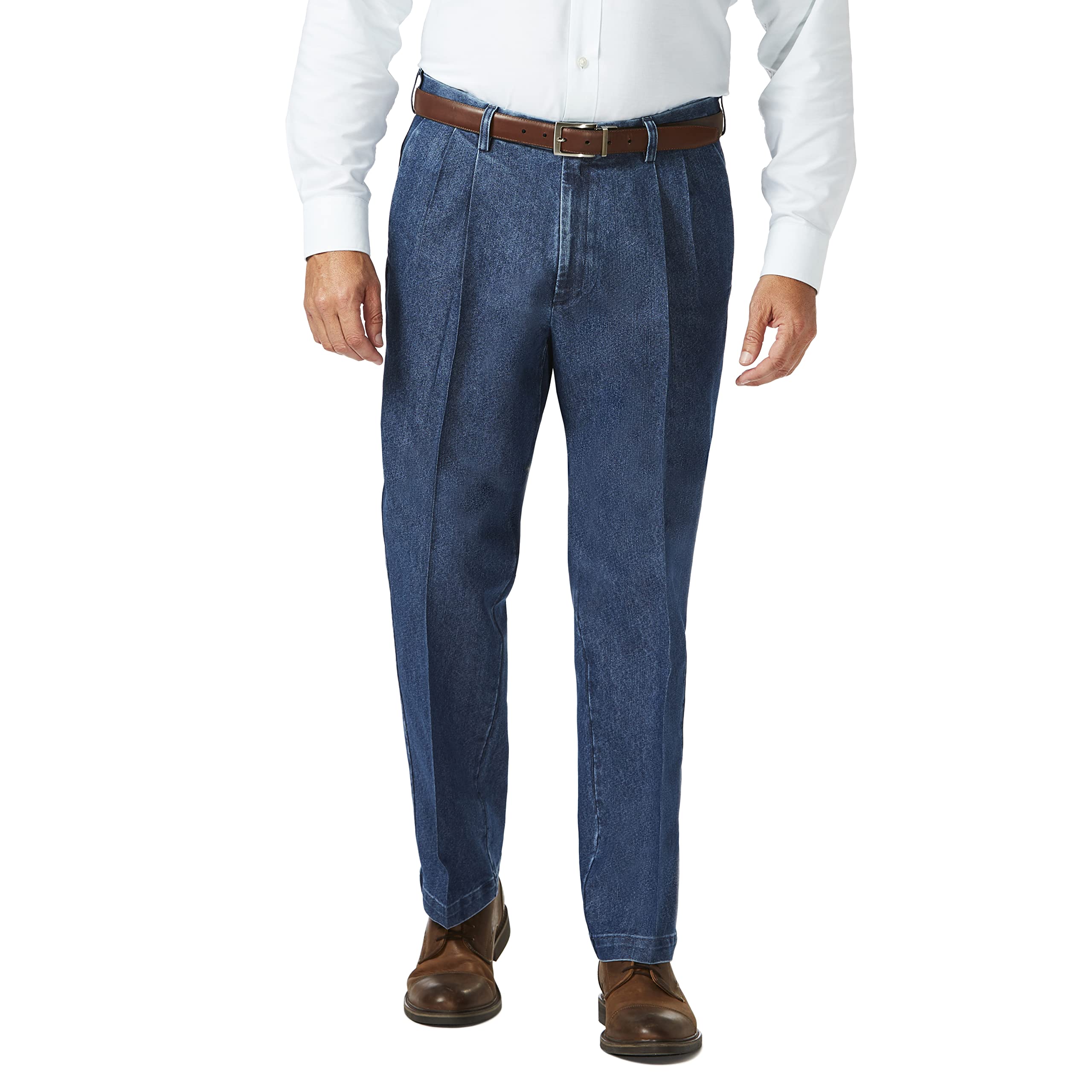 Haggar Men's Big & Tall No Iron Denim Plain Front Pant