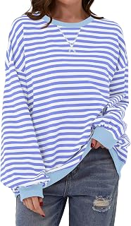 DUOEASE Y2K Women's Oversized Sweatshirt Elegant Striped Long Sleeve Top