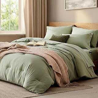Queen Comforter Set-7 Pieces Soft Prewashed Bed in a Bag Queen Bedding Sets