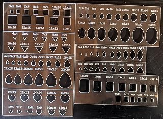 Indexed Cabochon Stencil Template Set in Clear Acrylic Calibrated Sizes for Jewelry Making, Standard Settings, Lapidary Work Tool