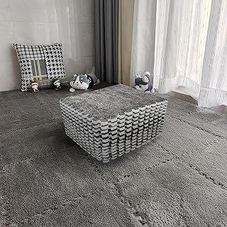 Interlocking Carpet Shaggy Soft EVA Foam Mats Fluffy Square Interlocking Carpet Tiles Protective Floor Tiles Exercise Play Mat for Children Kids Room Home Parlor Bedroom (Grey, 12 Pcs)