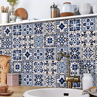 Mandala Wall Stickers Set of 24 Stickers Wall Stickers for Home Bathroom Kitchen Waterproof PVC 20 x 20 cm