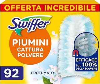 Swiffer Duster Refills Duster, 92 Scented Cloths | Captures 3 Times More Dust and Hair/Hair Than Traditional Broom, Thousands of Microfibers, Fresh Fragrance, Giga Pack