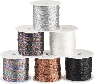 6 Rolls 300M Metallic Embroidery Thread 0.4mm Glitter for Friendship Bracelets Sewing Crafts Bracelet Beads Knitting DIY Crafts Mixed Color