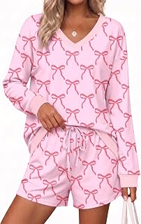Ekouaer Set da salotto da donna, 2 pezzi, a maniche lunghe, casual, a righe