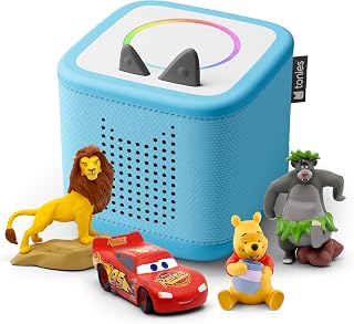 Toniebox 2 Audio Player Disney Bundle for Kids 3+ with Lightning McQueen, Baloo, Simba, and Winnie the Pooh [English] - Sky Blue