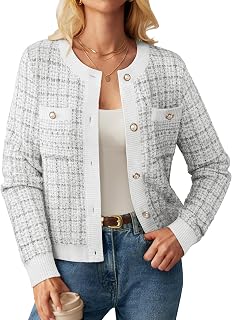 GRACE KARIN Women Long Sleeve Button Cardigan Sweater Lightweight Knitted Cardigan Office Party with Pockets